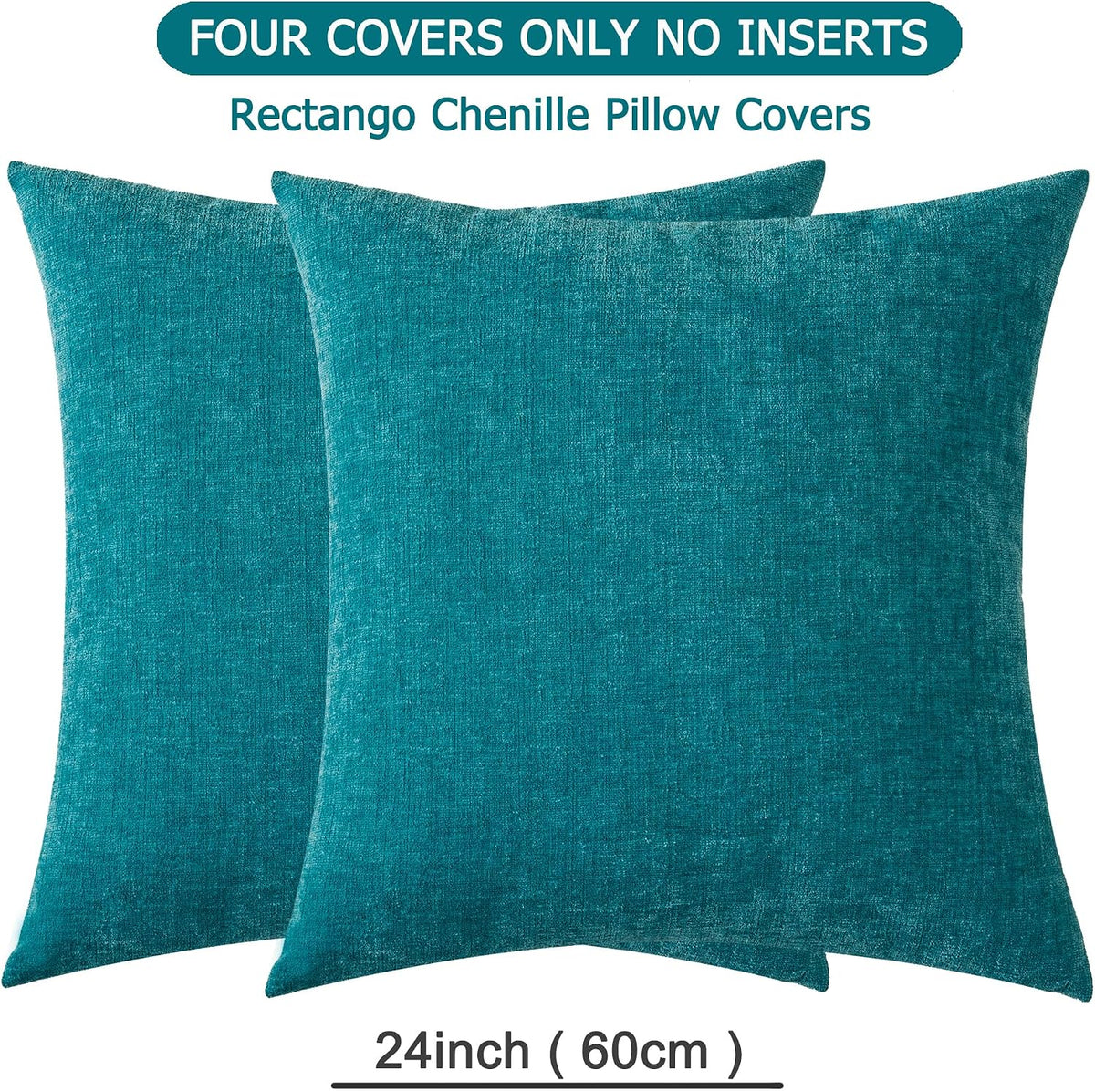 24"L x 24"W chenille throw pillow accessories in Teal, alternate view 7