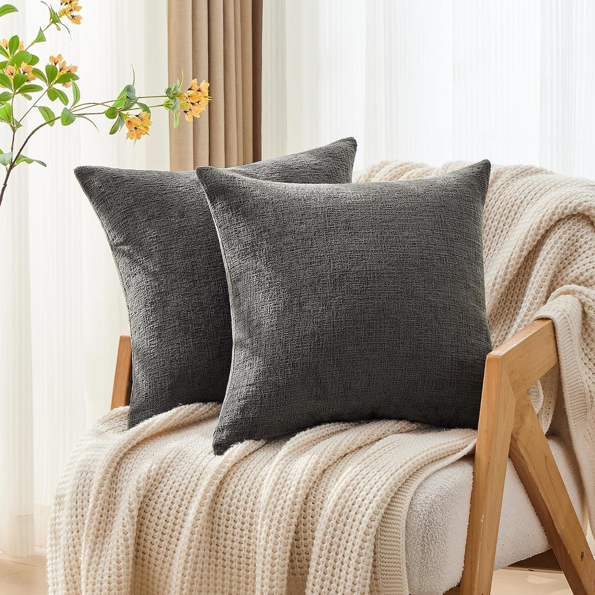 26"L x 26"W polyester throw pillow accessories in Gray, alternate view 3