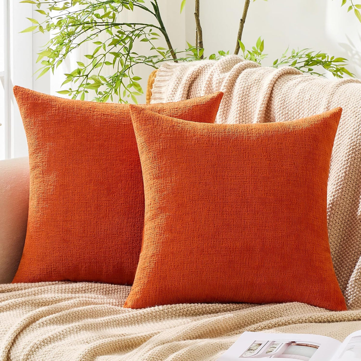 26"L x 26"W polyester throw pillow accessories in Orange