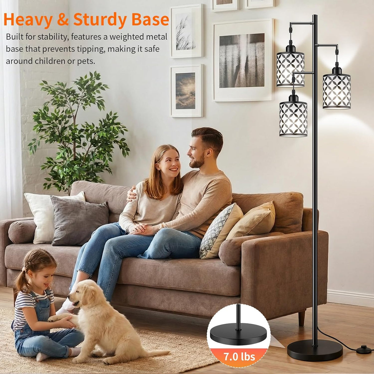 GHOOCEMLUX 9.84"D x 9.84"W x 72"H metal floor lamps, alternate view 4