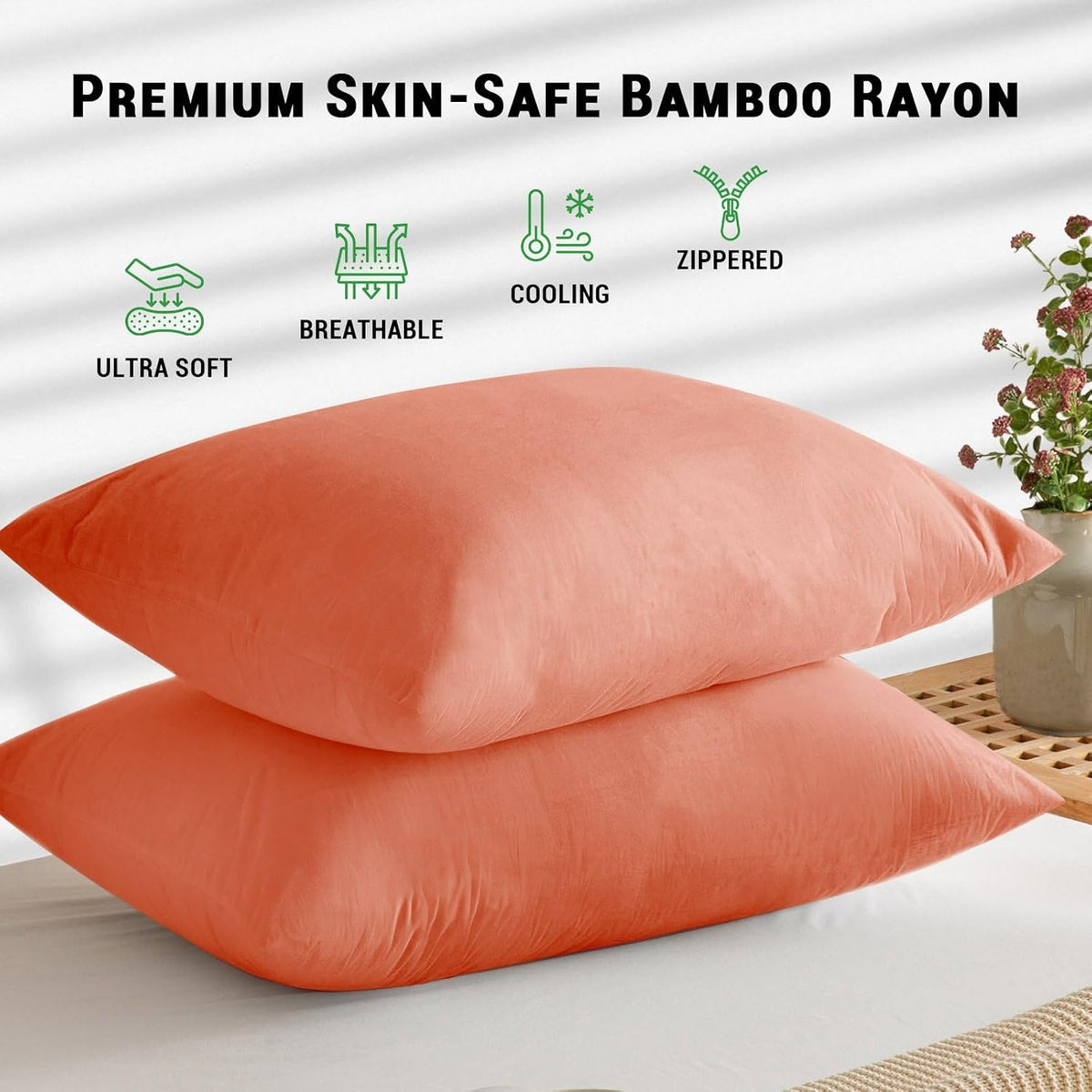 King - 2pcs pillowcases in Coral, alternate view 2