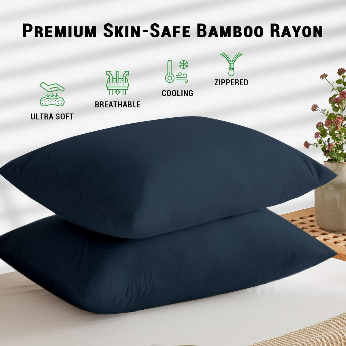 King - 4pcs bamboo viscose pillowcases, alternate view 2