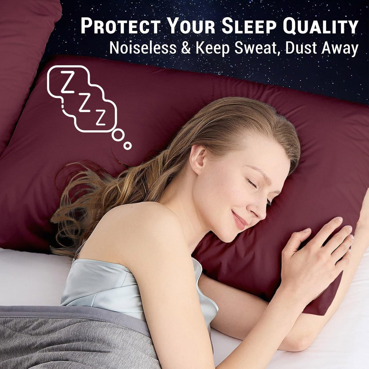 Queen - 2pcs pillowcases in Burgundy Red, alternate view 5