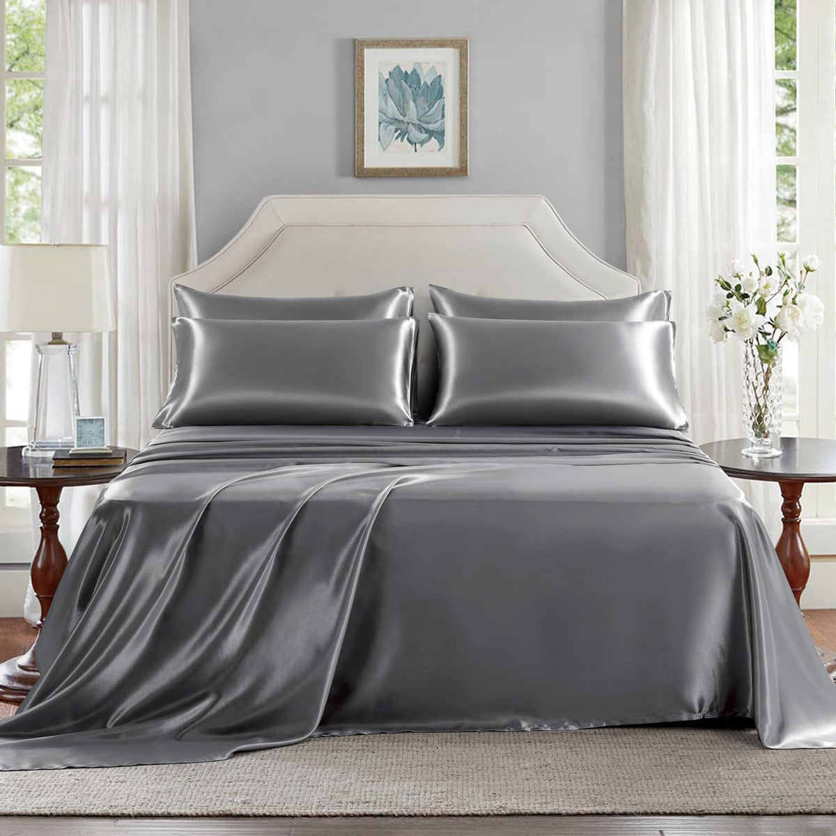 King(6Pc) polyester bedding sets in Dark Gray, alternate view 2