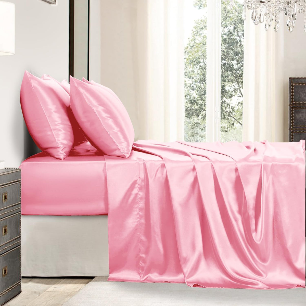 King(6Pc) polyester bedding sets in Light Pink, alternate view 8