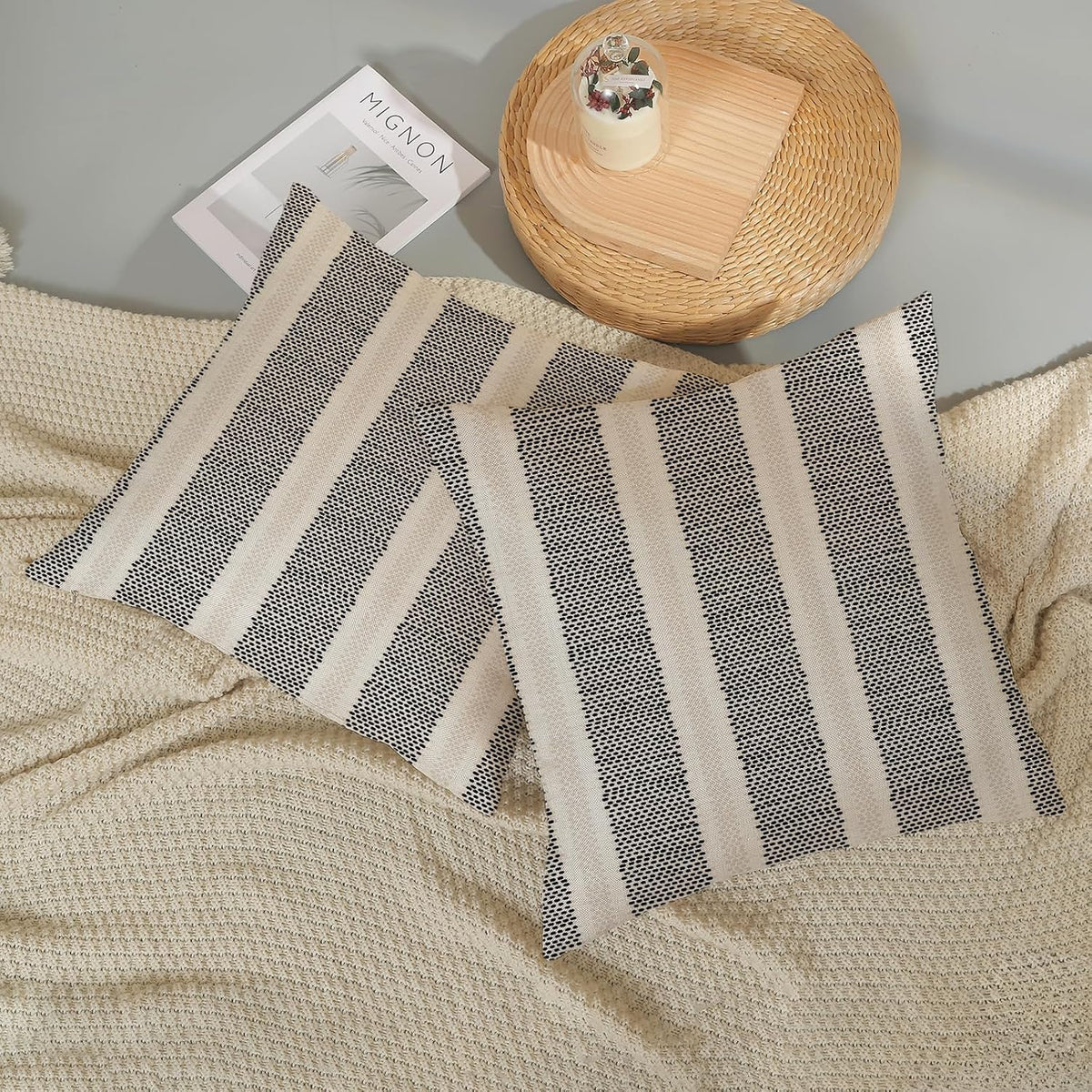 20"L x 20"W linen throw pillow accessories in Black Polka Dot, alternate view 6