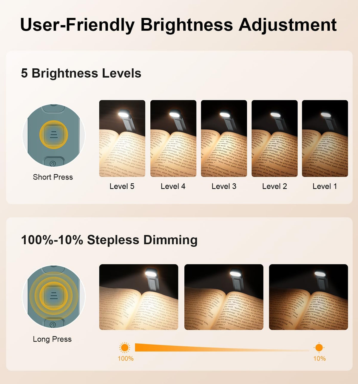 4.29"D x 1.26"W x 0.59"H plastic book lights, alternate view 2