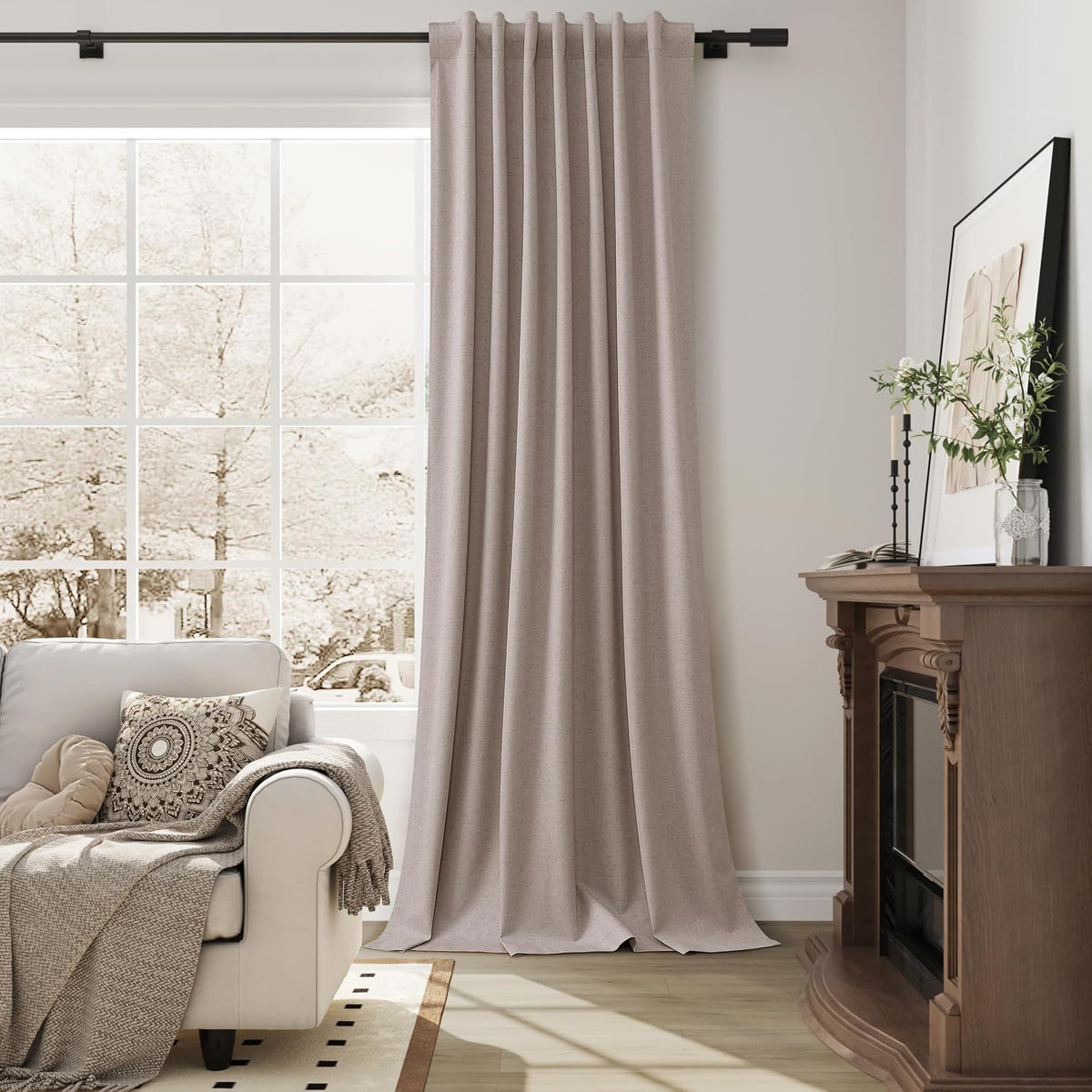 102"L x 52"W fabric curtains in Taupe, alternate view 4