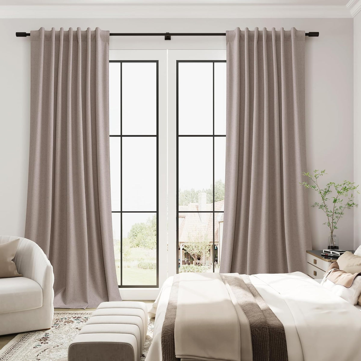 102"L x 52"W fabric curtains in Taupe, alternate view 5