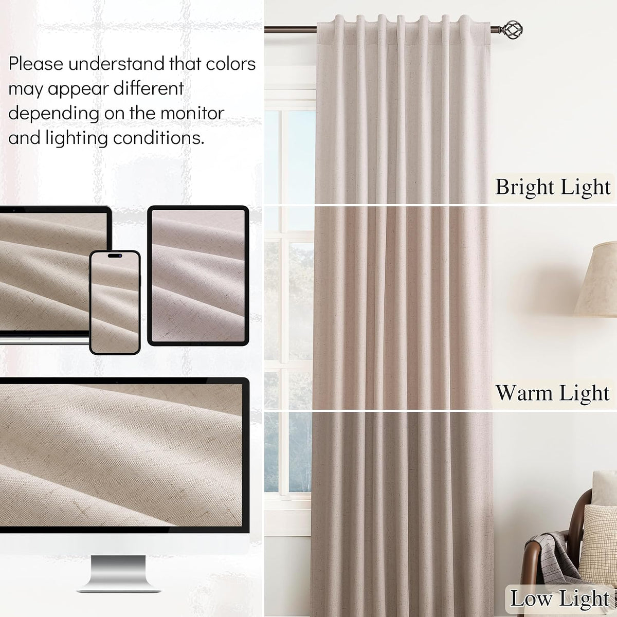 108"L x 52"W fabric curtains, alternate view 8