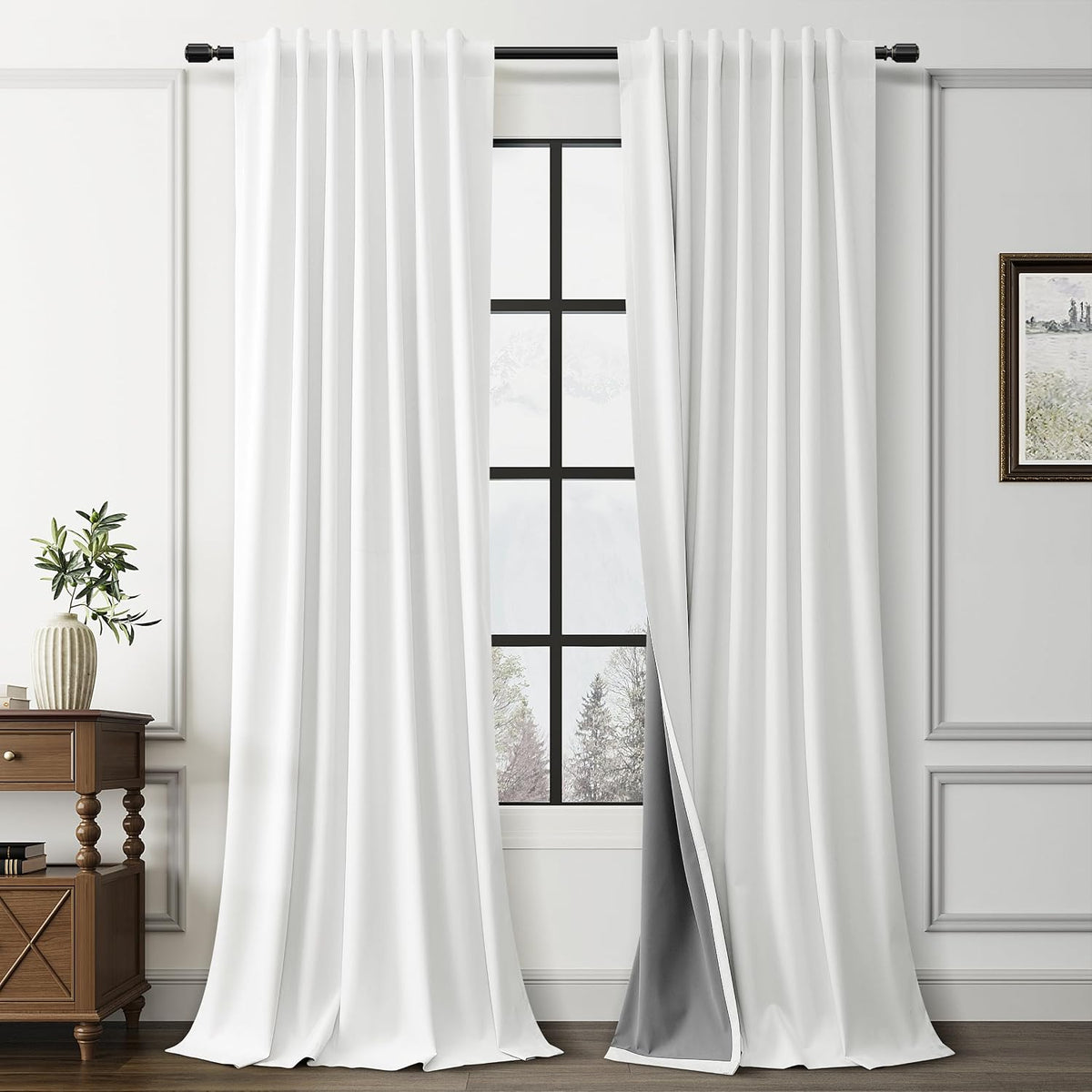 120"L x 52"W fabric curtains in Off White