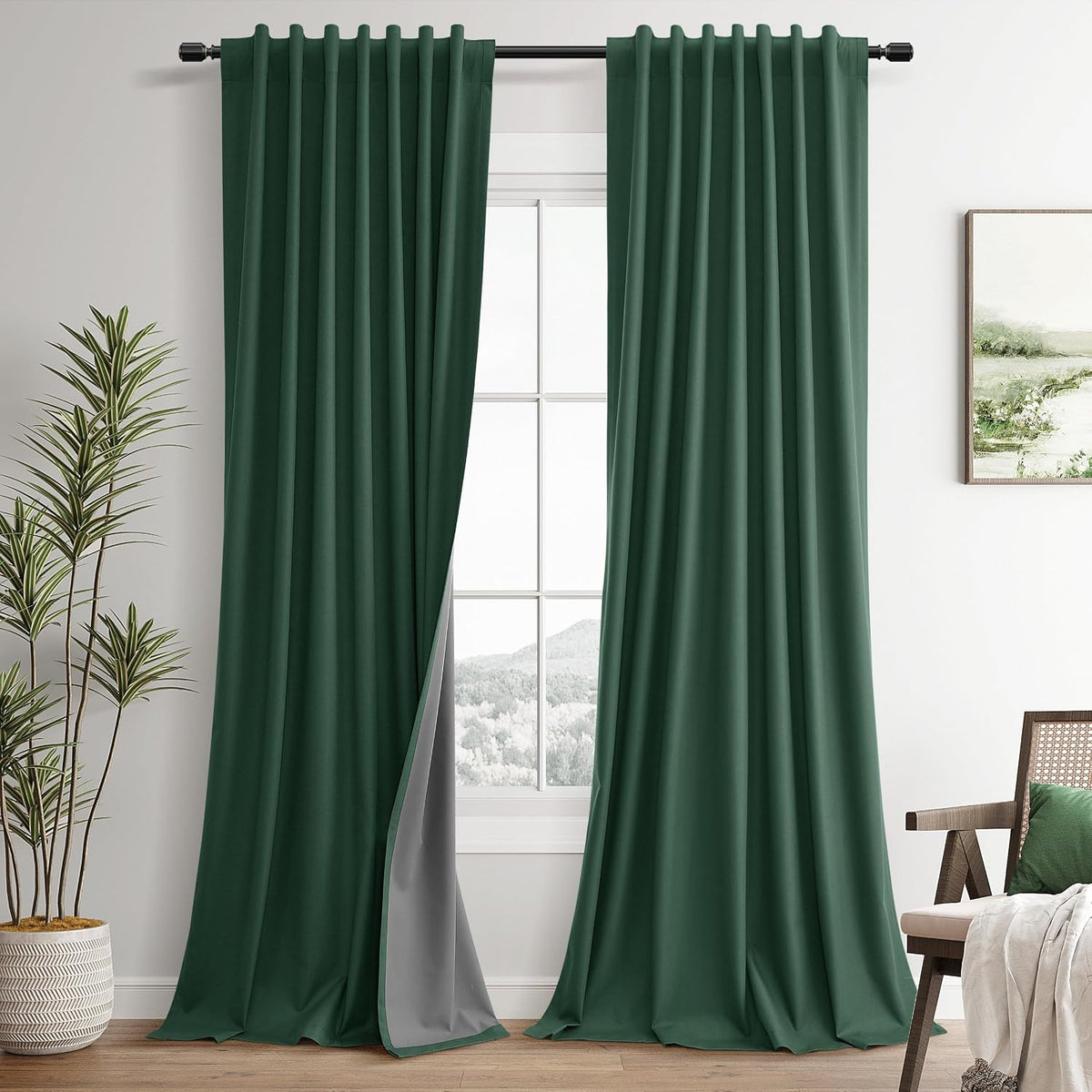 84"L x 52"W fabric curtains in Green