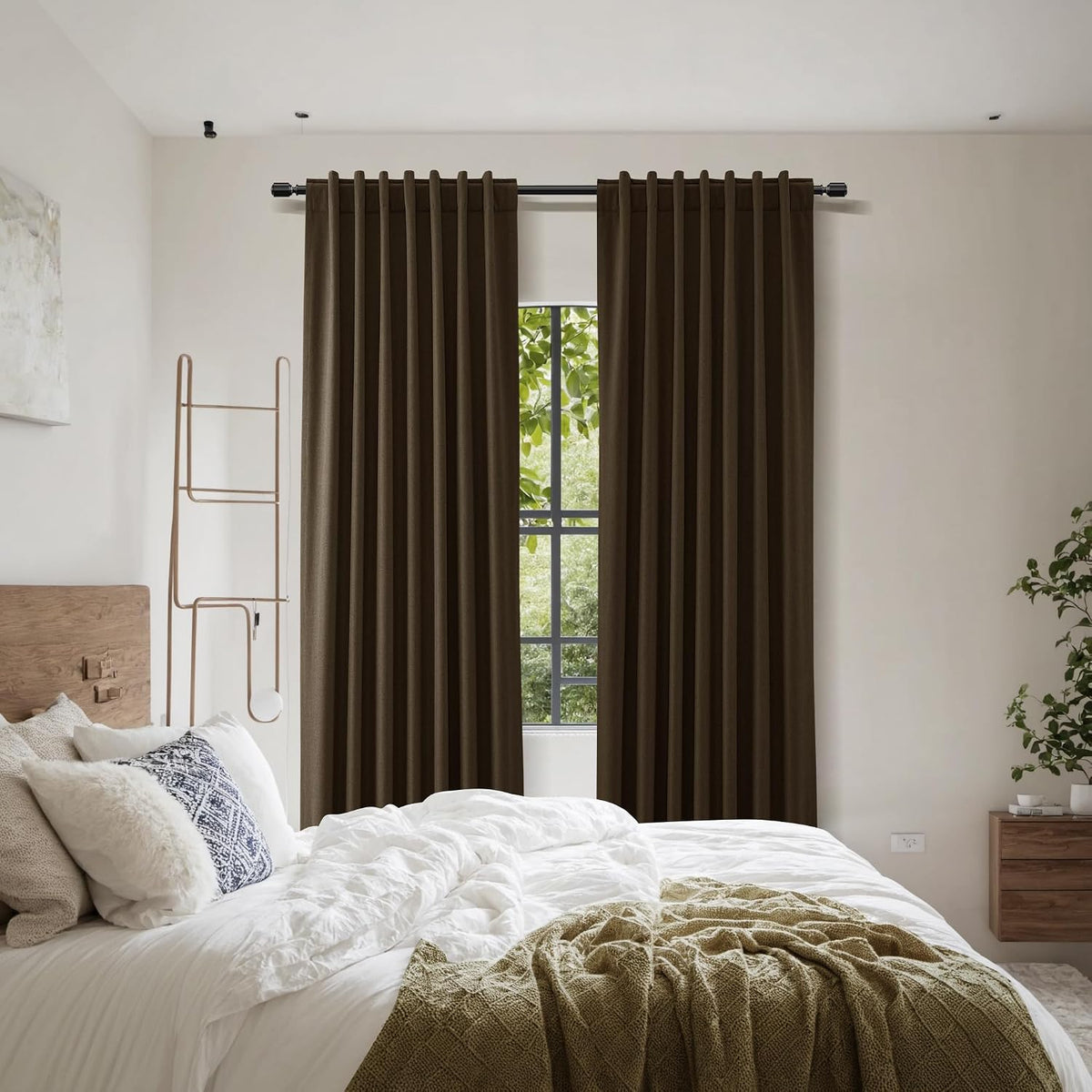 84"L x 52"W linen curtains in Chocolate, alternate view 8