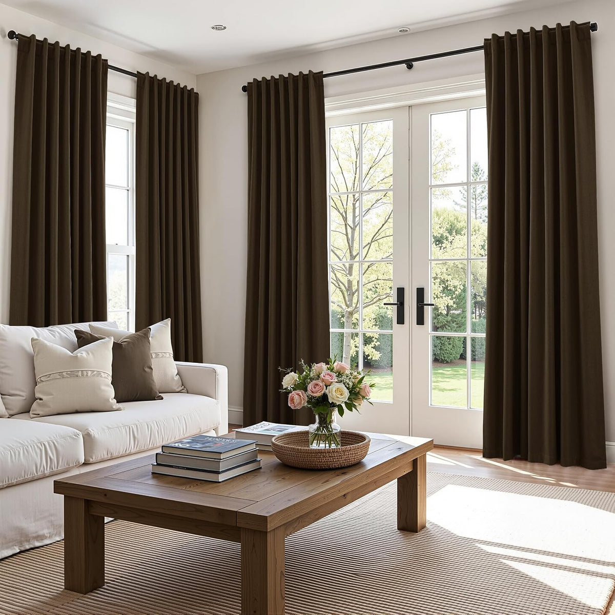 84"L x 52"W linen curtains in Chocolate, alternate view 9