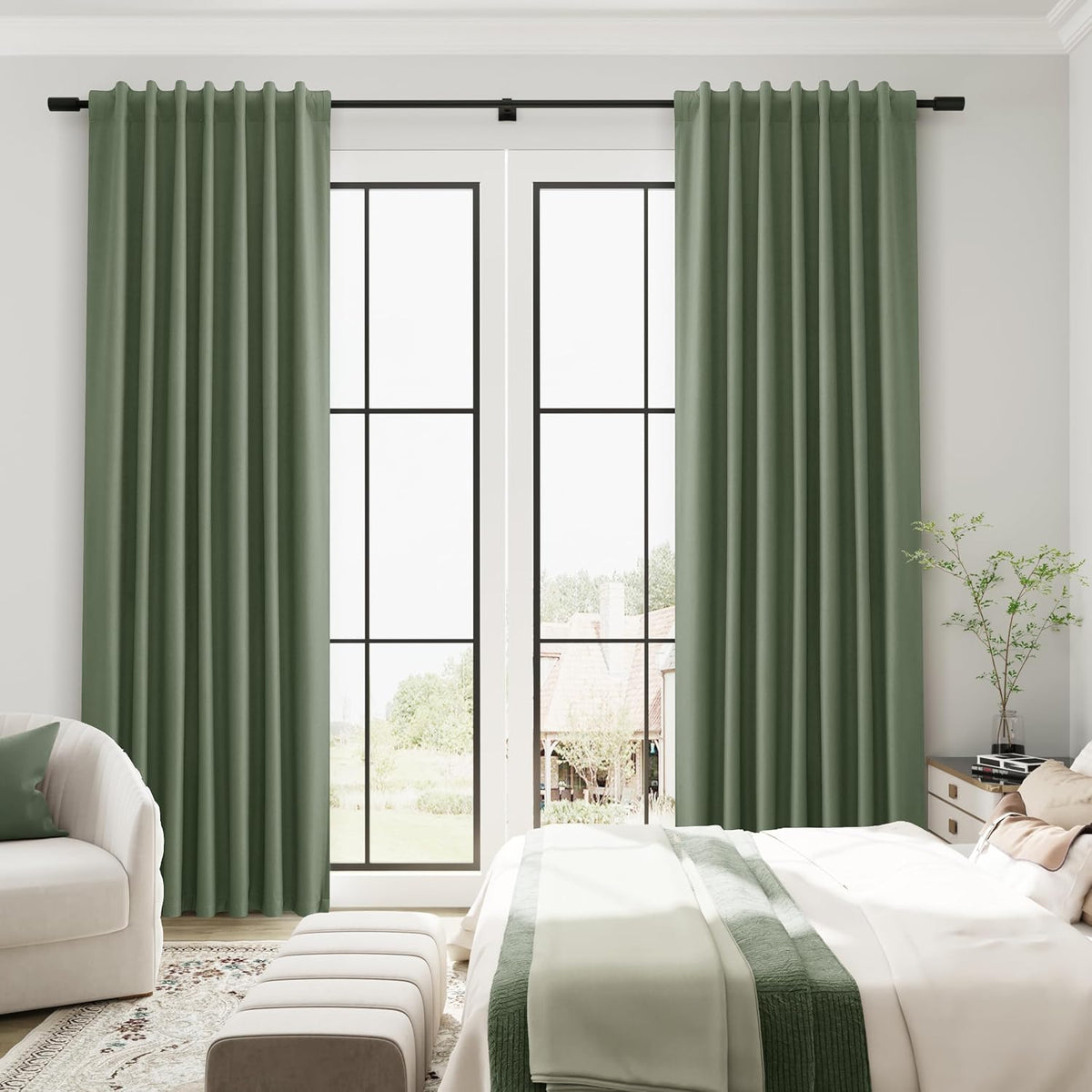 86"L x 52"W fabric curtains in Olive Green, alternate view 6