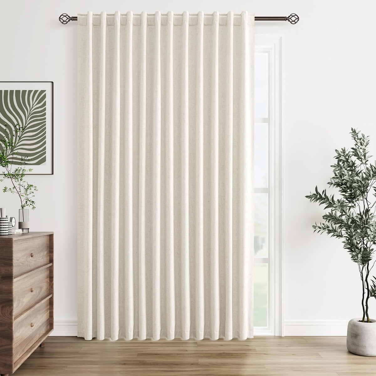 90"L x 100"W linen curtains in Cream