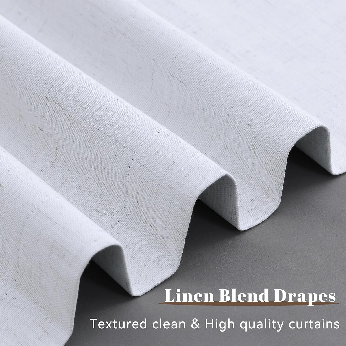 96"L x 52"W fabric curtains in Beige White, alternate view 4