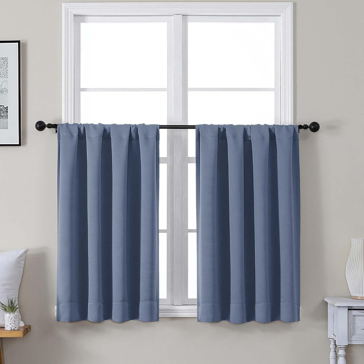 36"L x 40"W polyester curtains in Denim Blue