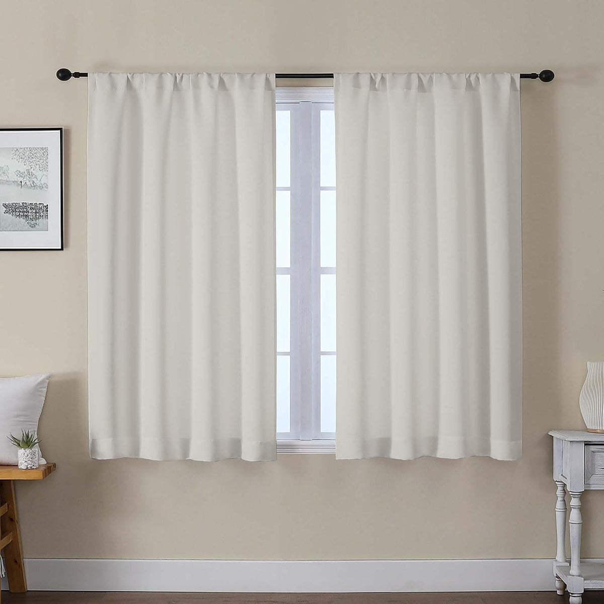 45"L x 40"W polyester curtains in Natural