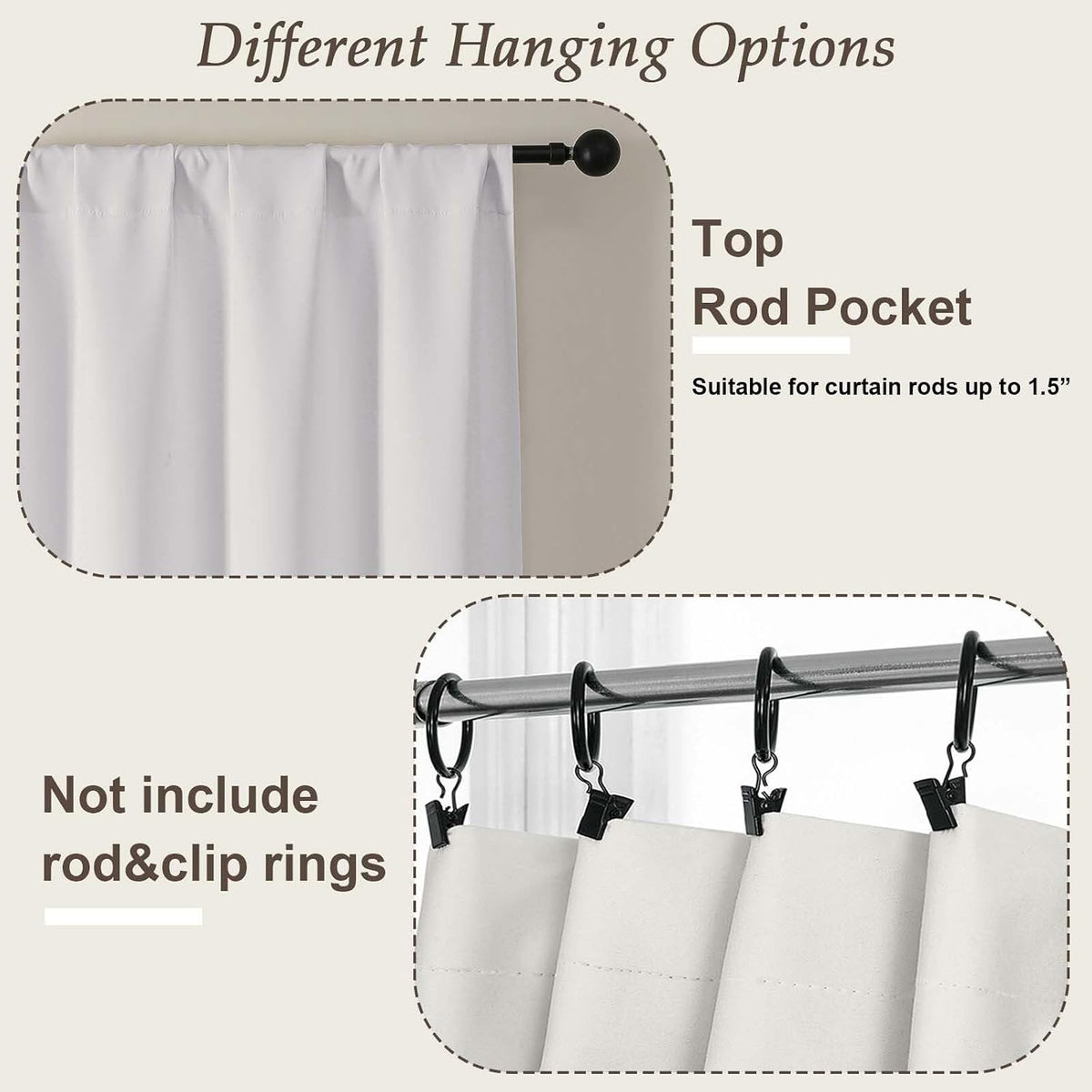 54"L x 40"W polyester curtains in Ivory, alternate view 3