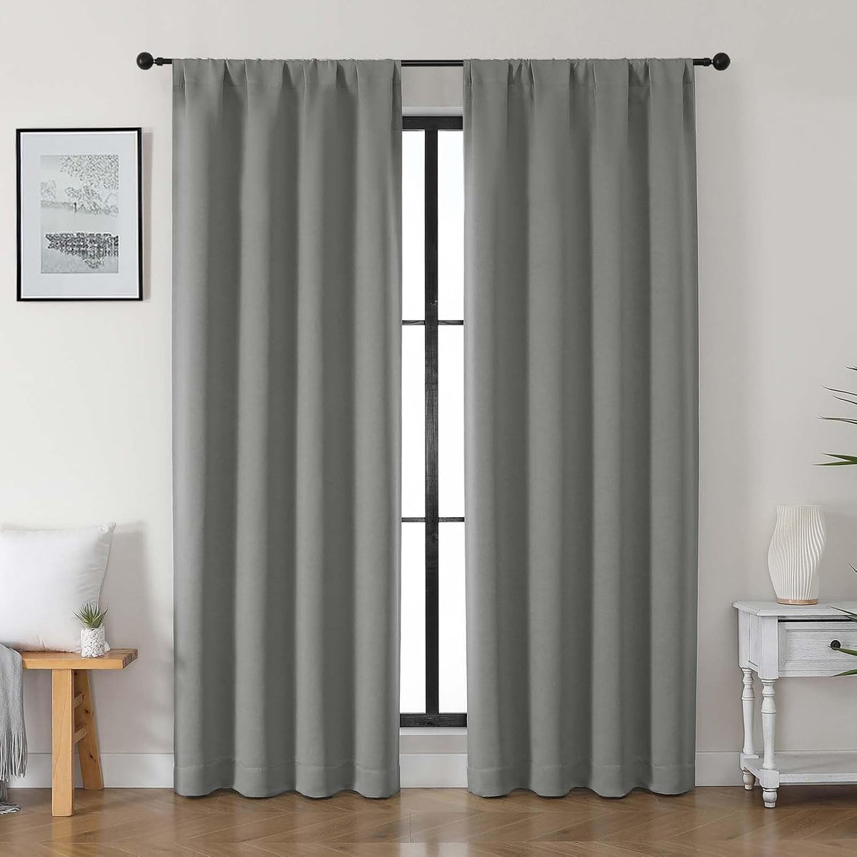 84"L x 40"W polyester curtains in Light Grey