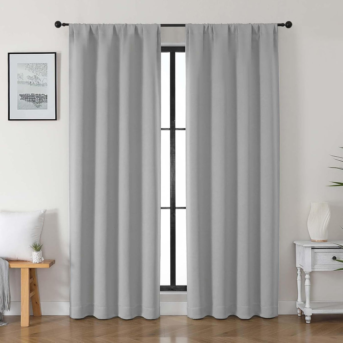 84"L x 40"W polyester curtains in Silver Grey