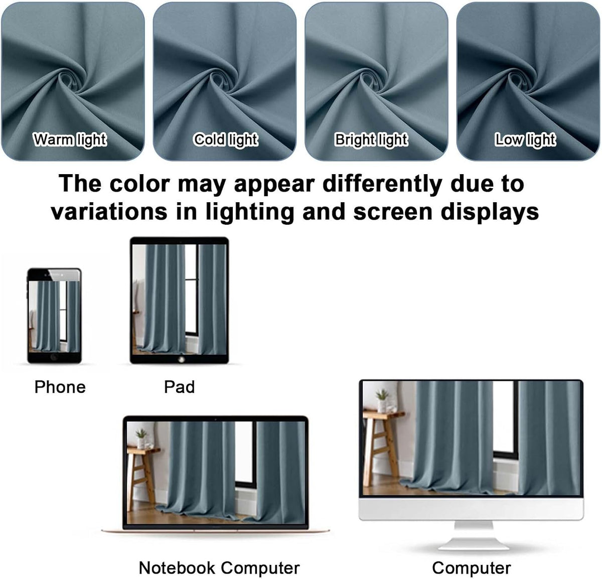 84"L x 50"W polyester curtains in Stone Blue, alternate view 6