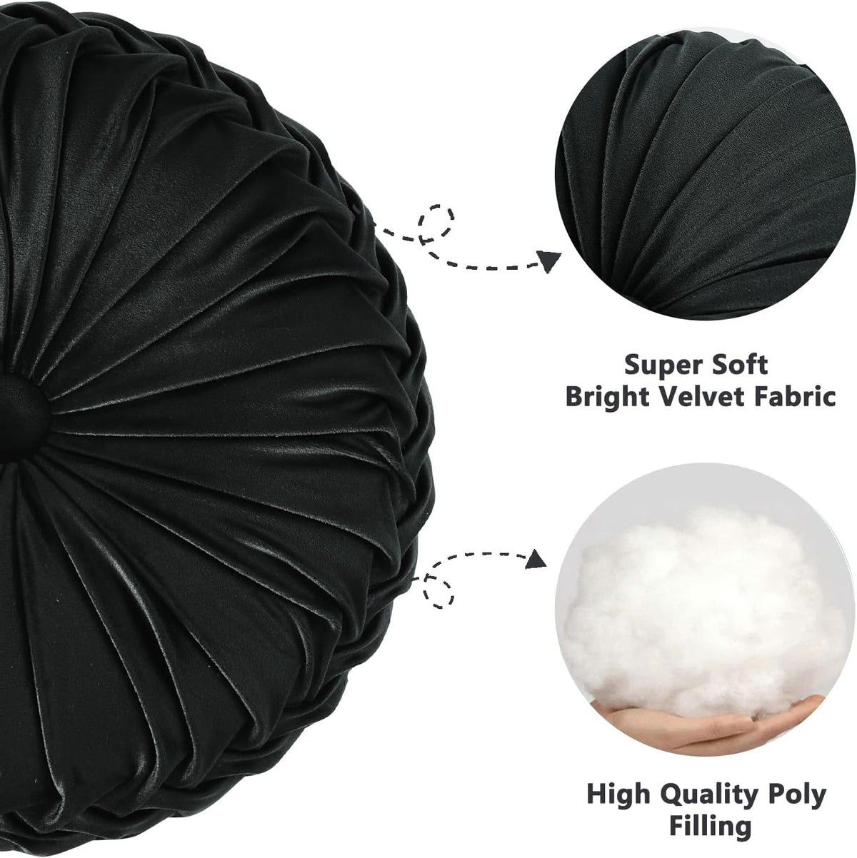 2 Count (14.5 Inch Diameter) polyester throw pillows in Black, alternate view 2