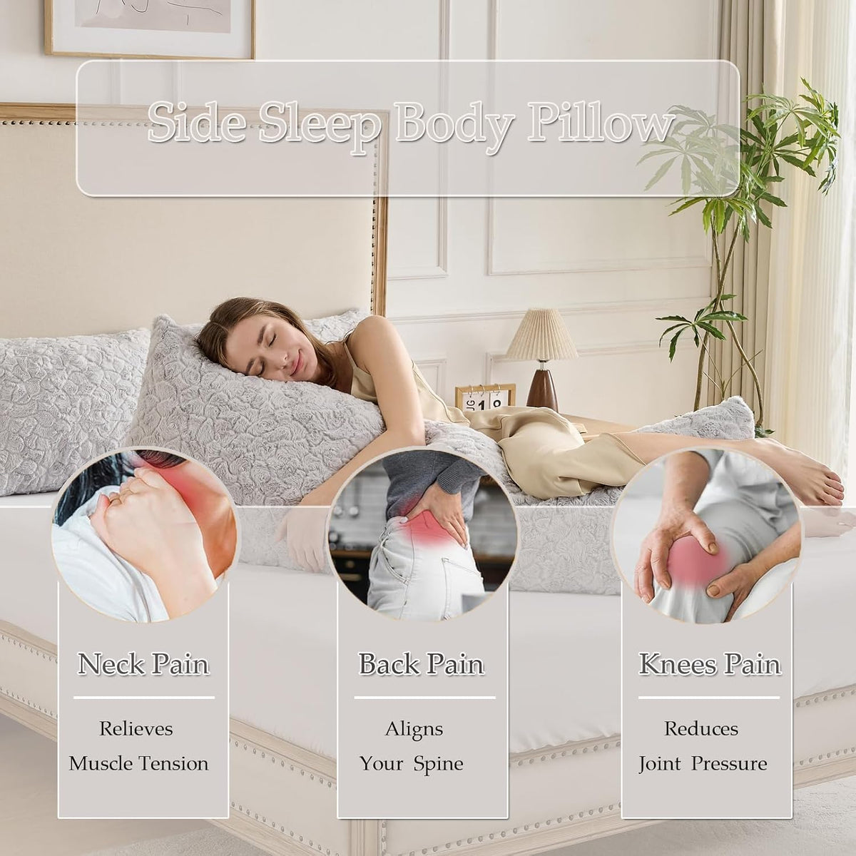 20*54 inch polyester body pillows in Light Grey, alternate view 6