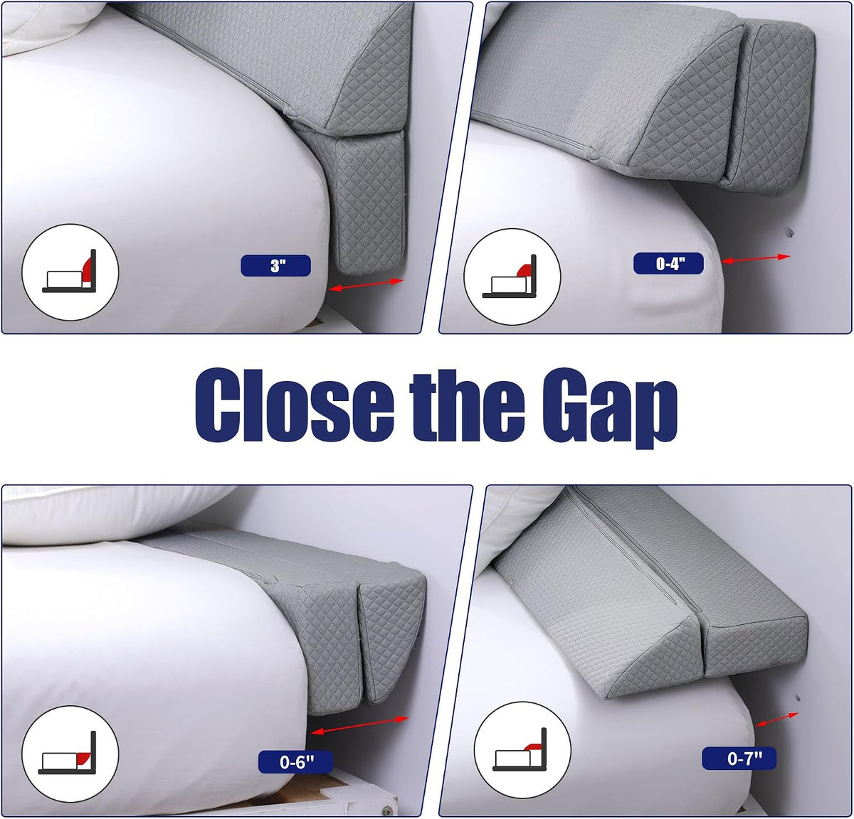 Full(54"x6"x6") foam wedge pillows in Light Grey, alternate view 2