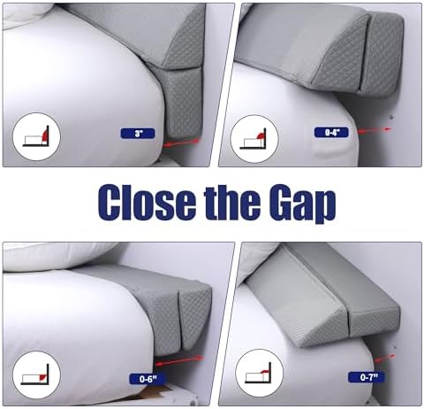 Twin Foldable Bed Gap Wedge Pillow, Light Grey, 39 x 6 x 6 in in Twin (39 x 6 x 6 in) in Light Grey, alternate view 2