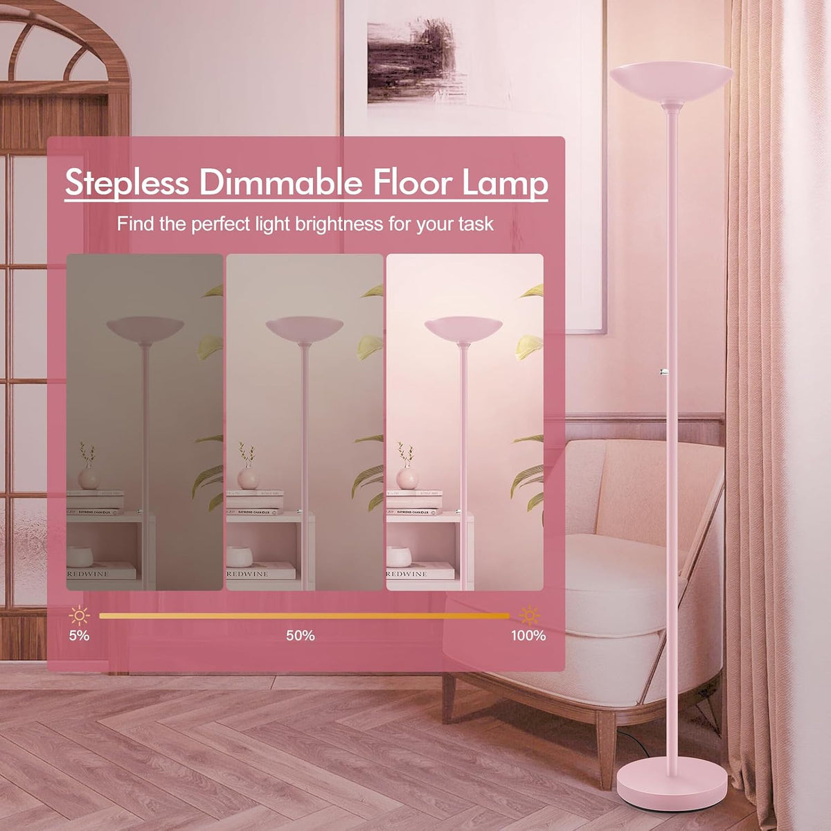 Home 10"D x 71"W x 10"H metal floor lamps, alternate view 3