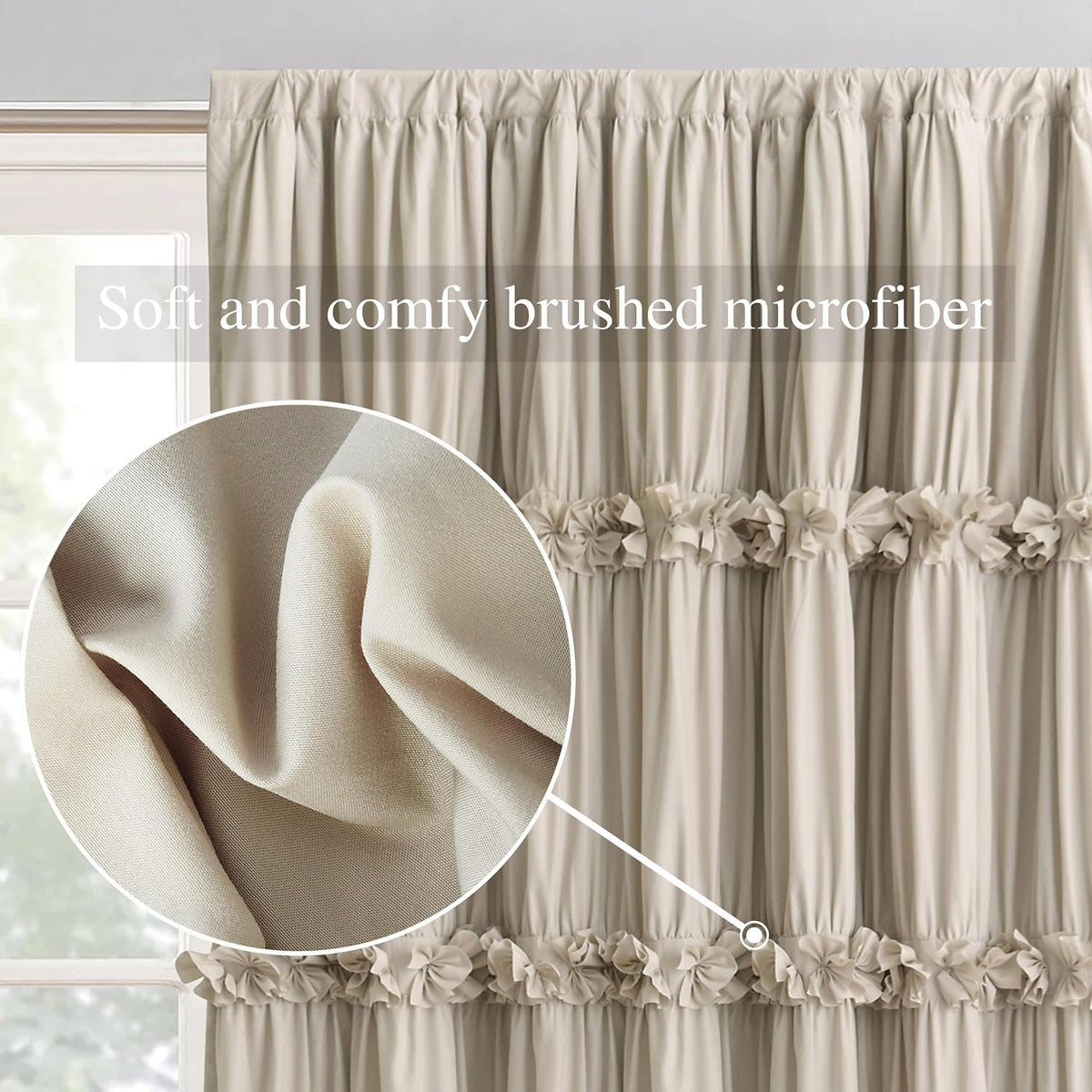63"L x 42"W microfiber curtains in Camel, alternate view 4
