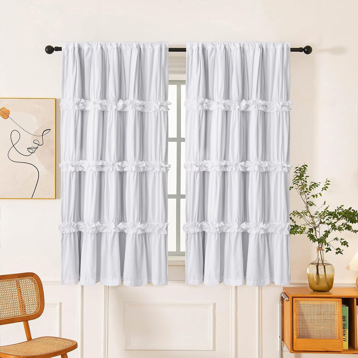 63"L x 42"W microfiber curtains in White