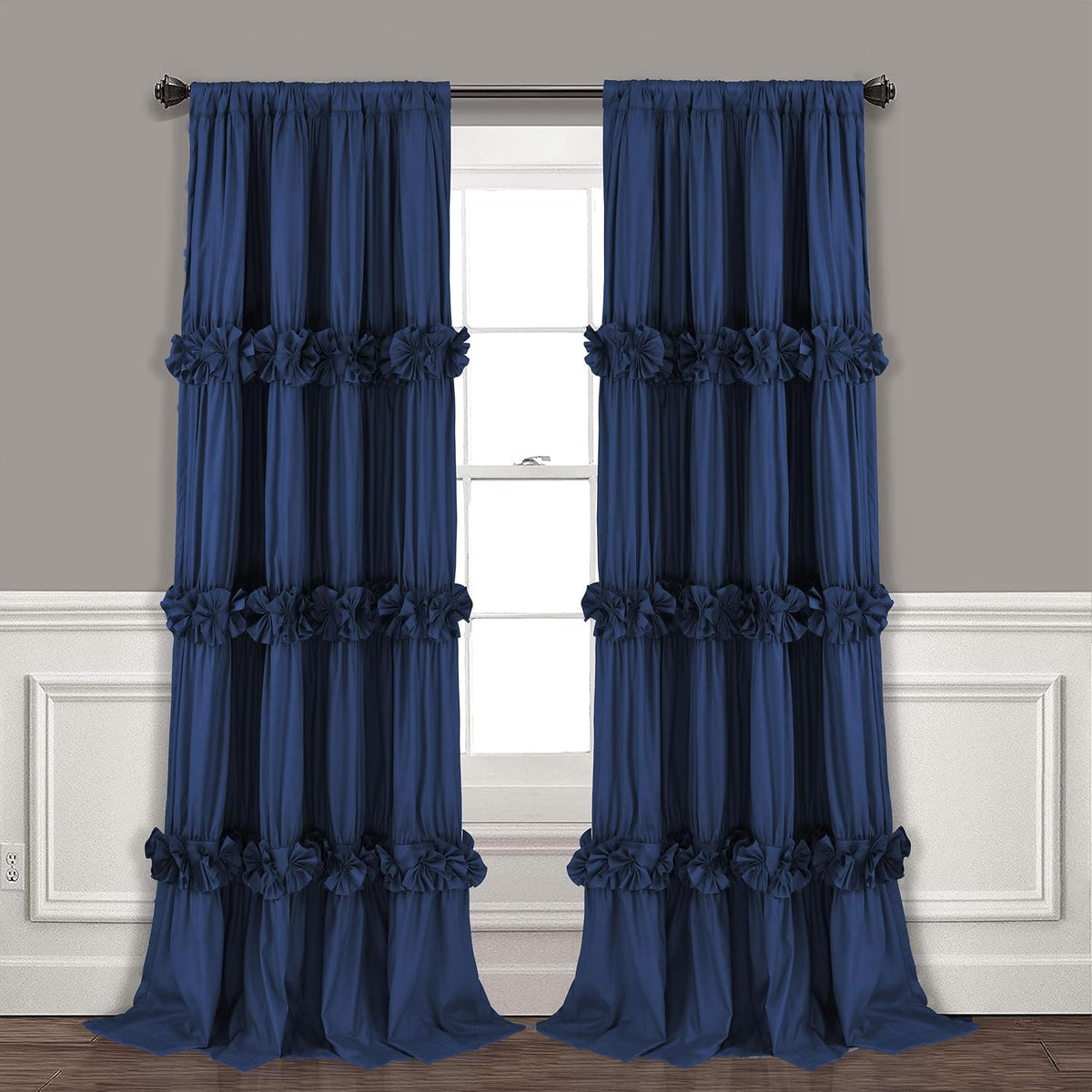 84"L x 54"W microfiber curtains in Navy