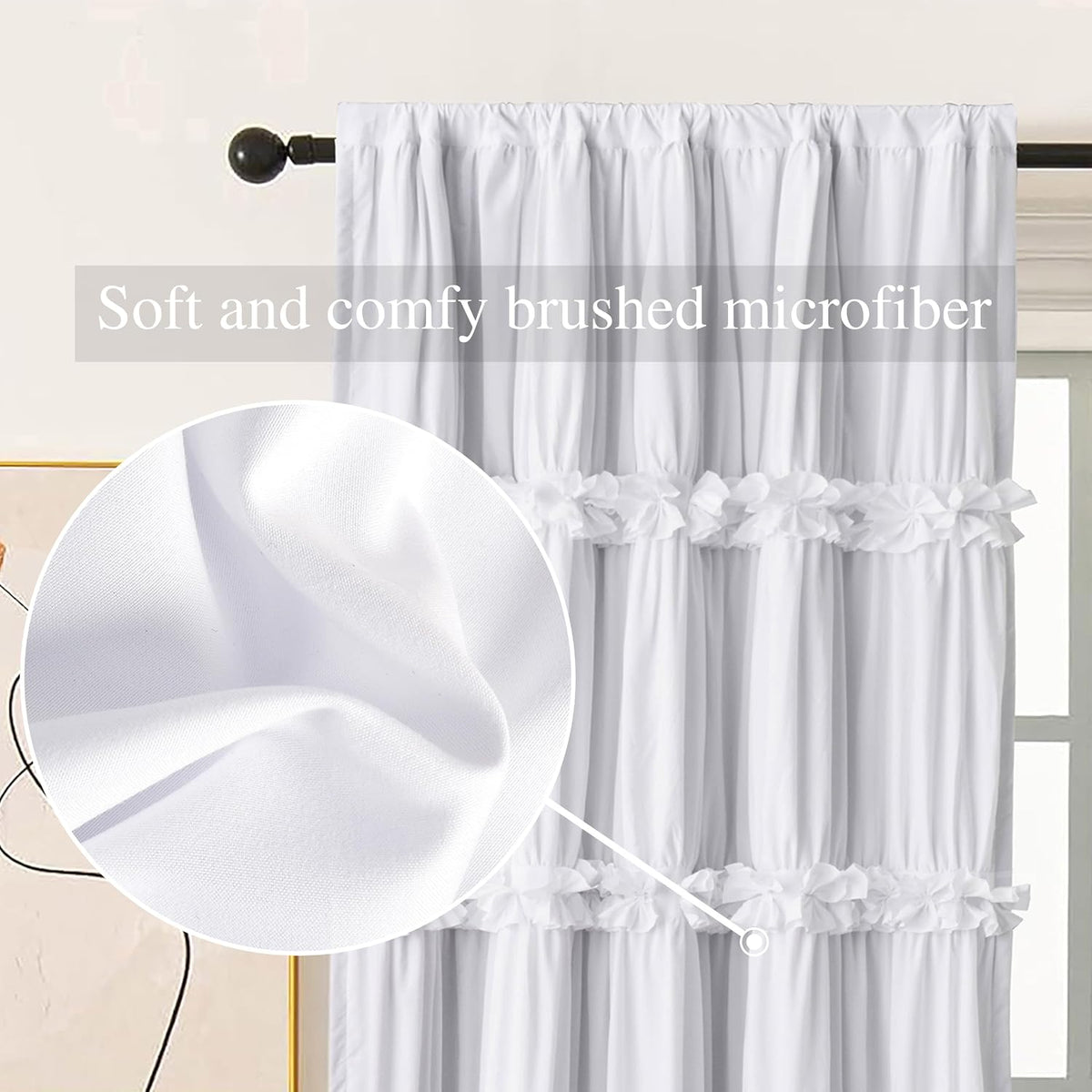 96"L x 52"W microfiber curtains in White, alternate view 4