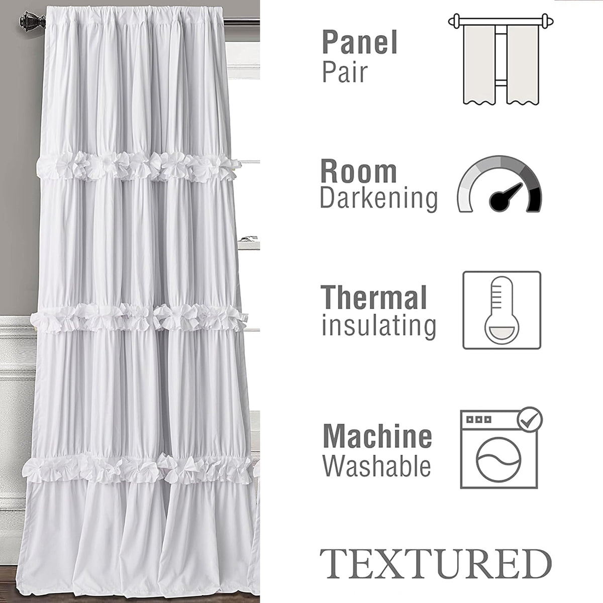96"L x 52"W microfiber curtains in White, alternate view 5