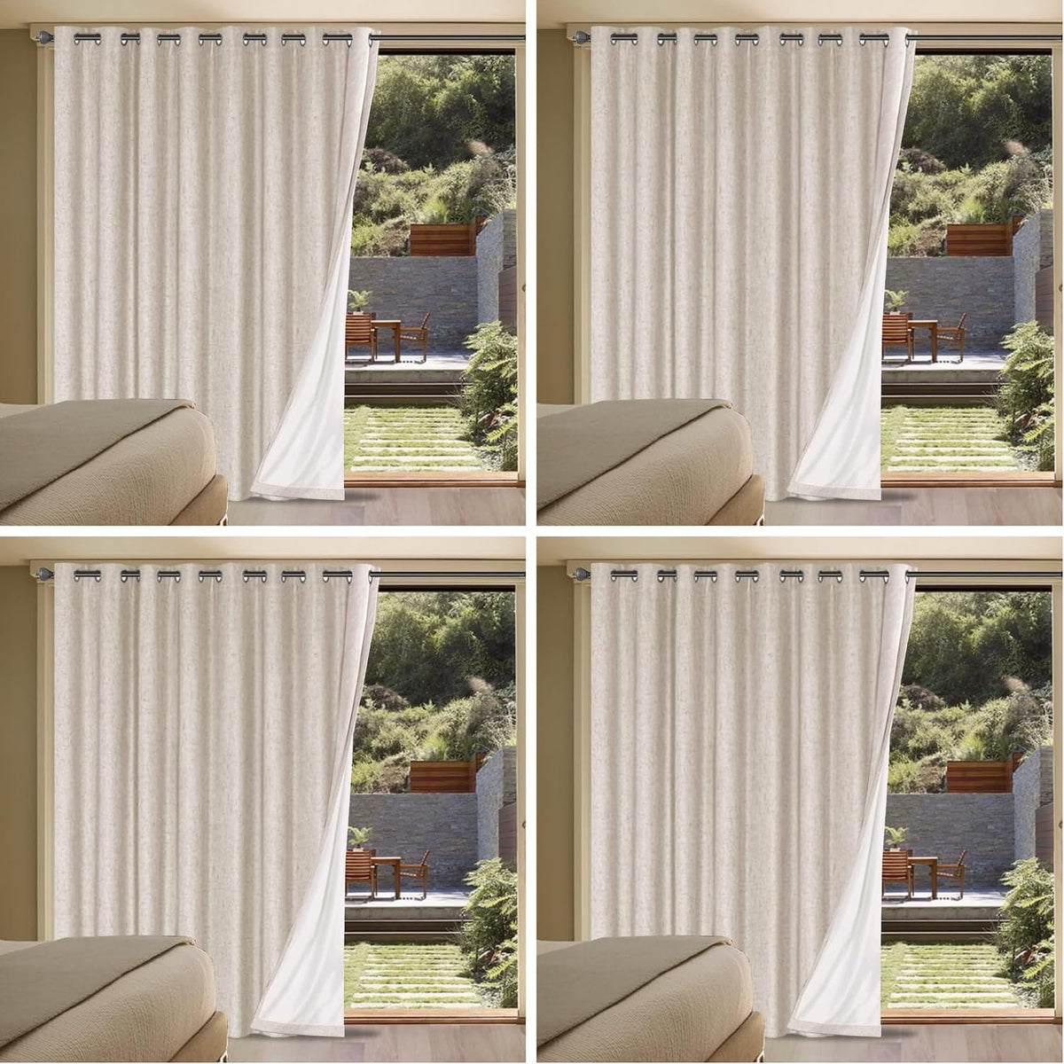 108"L x 100"W polyester curtains in Natural