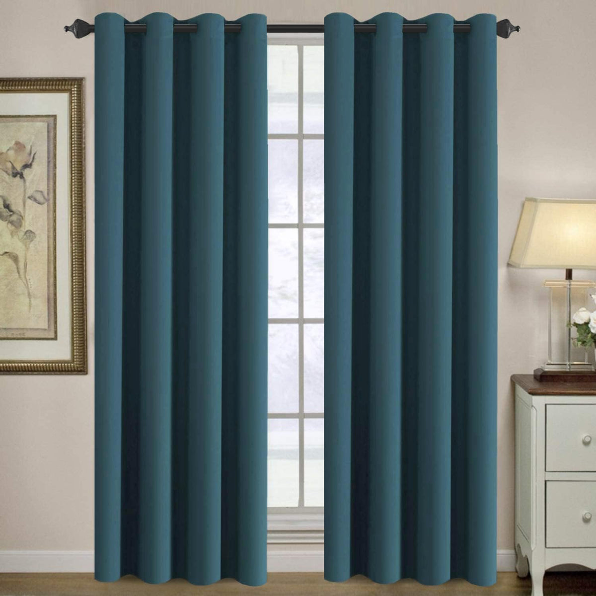 108"L x 52"W polyester curtains in Dark Teal