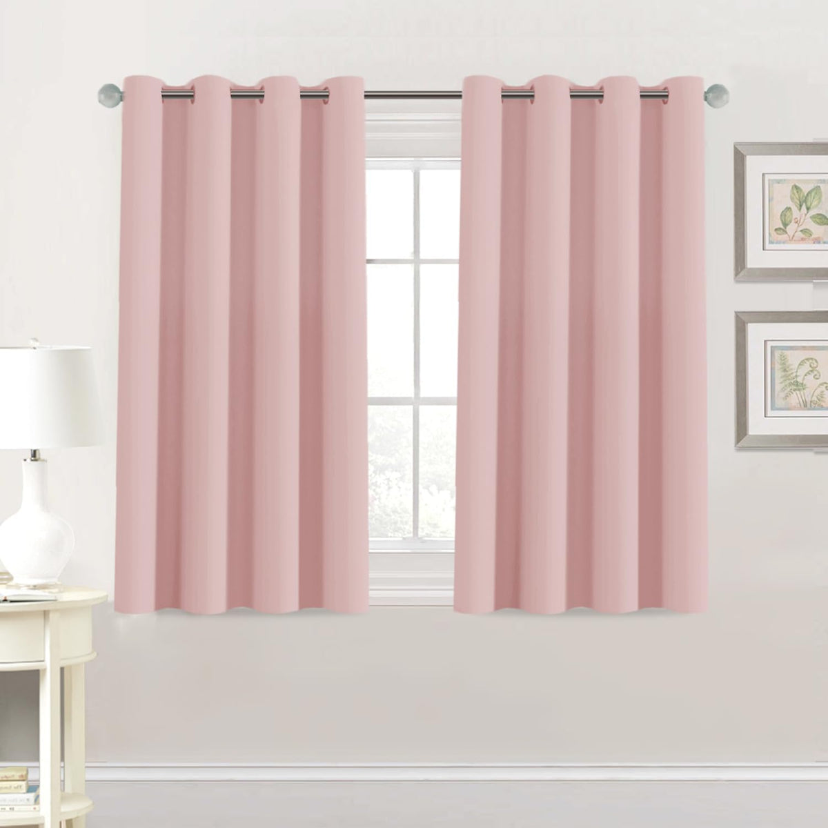 45"L x 52"W polyester curtains in Baby Pink