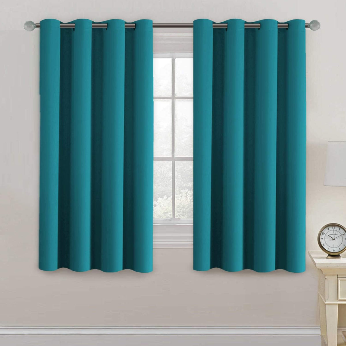 63"L x 52"W fabric curtains in Turquoise Blue