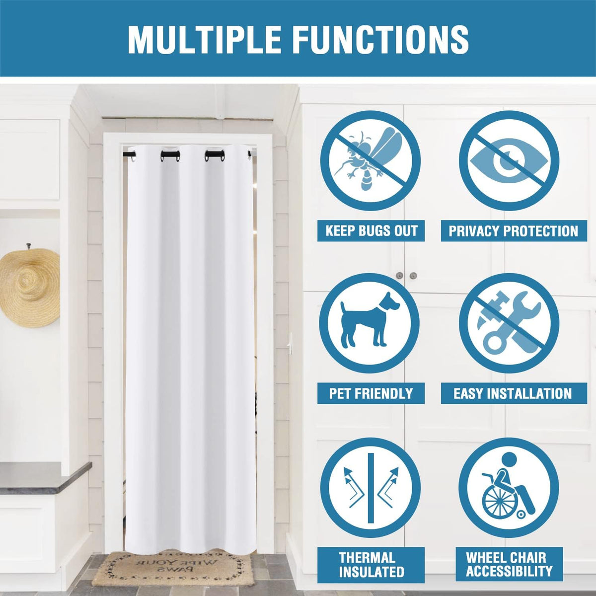 80"L x 42"W polyester curtains in Pure White, alternate view 4