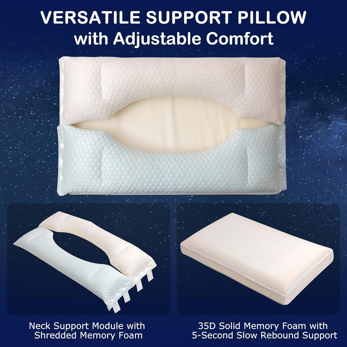 Composite pillow memory foam pillows in White-composite Pillow, alternate view 3