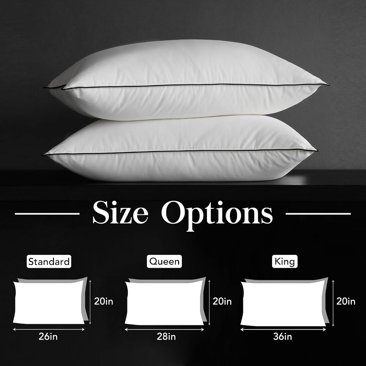 Queen down pillows in Pure White, alternate view 4