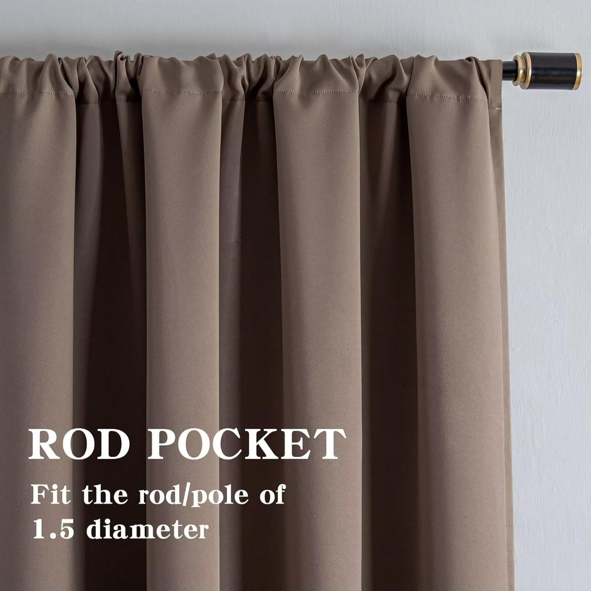 72"L x 52"W polyester curtains in Blackout | Khaki, alternate view 2