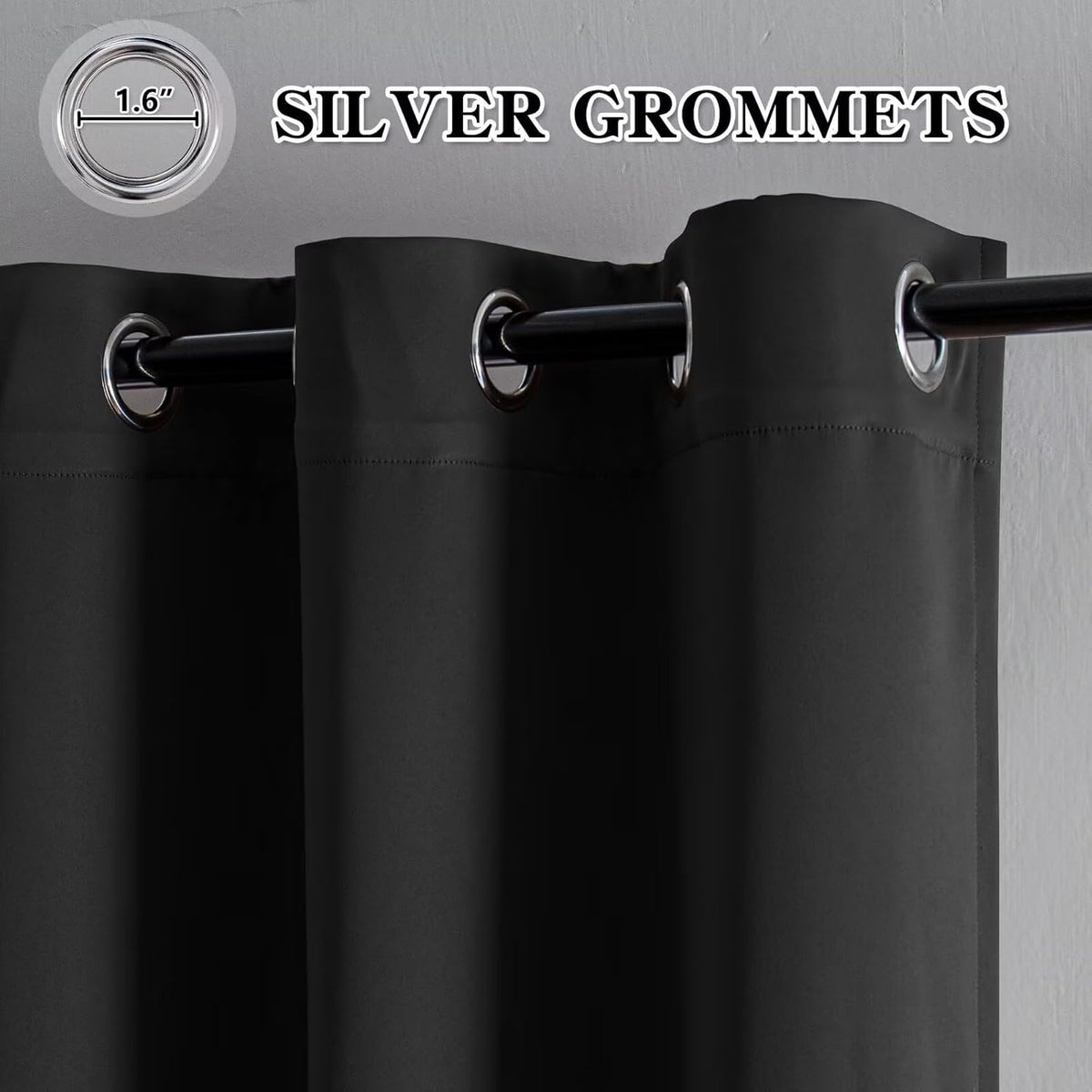 72"L x 52"W polyester curtains in Total Blackout | Dark Grey, alternate view 2