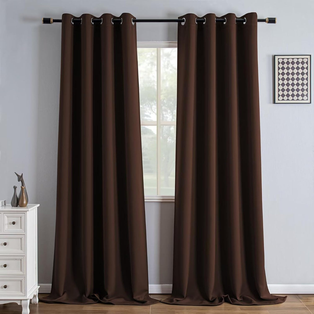 96"L x 52"W polyester curtains in Total Blackout | Chocolate