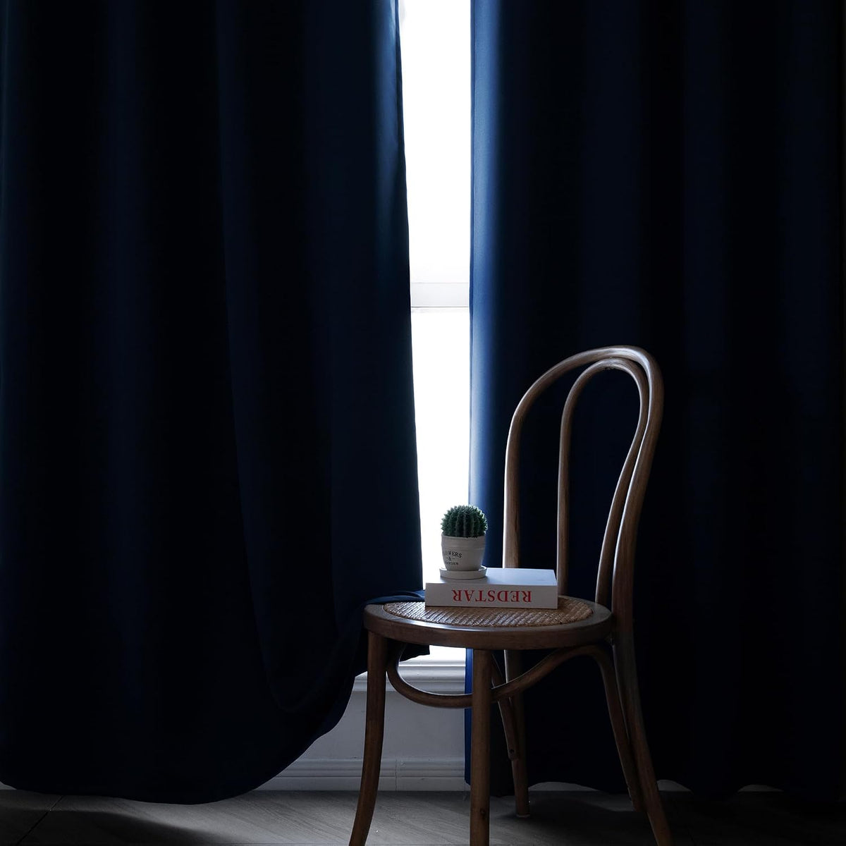 96"L x 52"W polyester curtains in Total Blackout | Navy Blue, alternate view 6