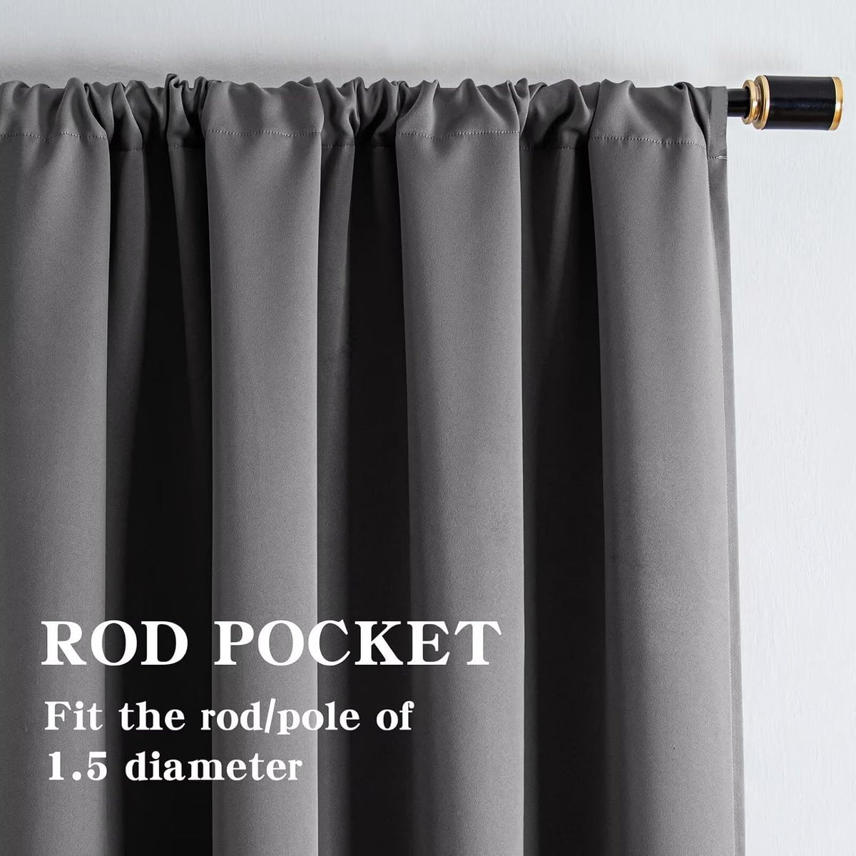 polyester curtains in Blackout | Light Grey, alternate view 2