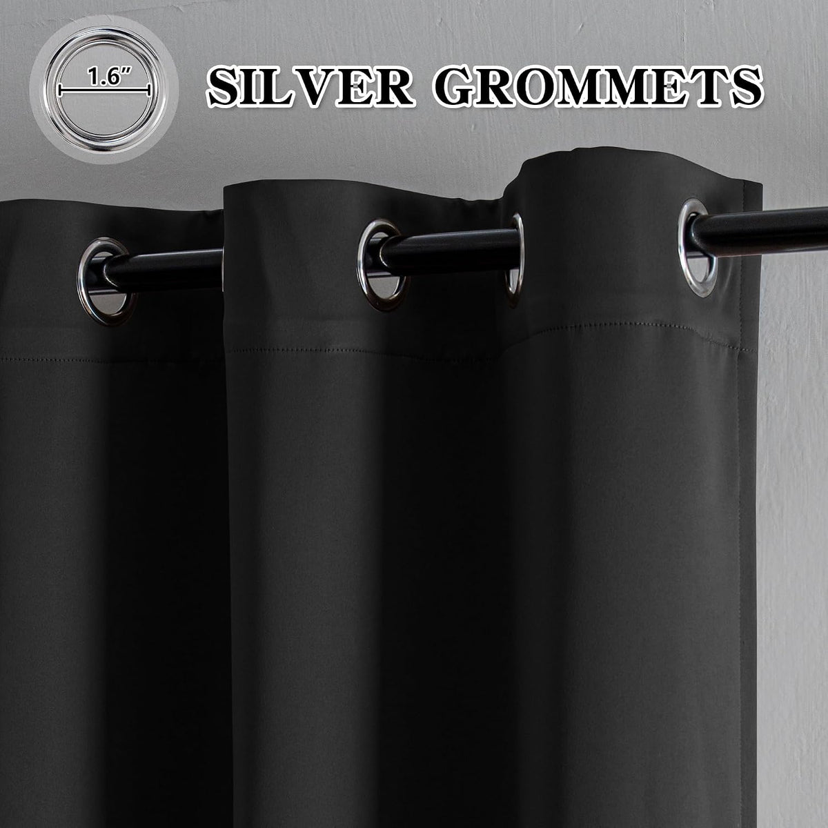 polyester curtains in Total Blackout | Dark Grey, alternate view 2